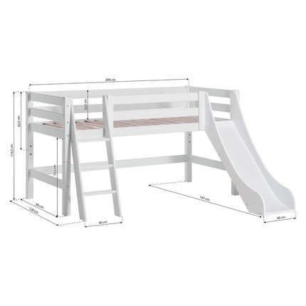 Hoppekids Halbhochbett ECO Luxury & Rutsche, Leiter schräg