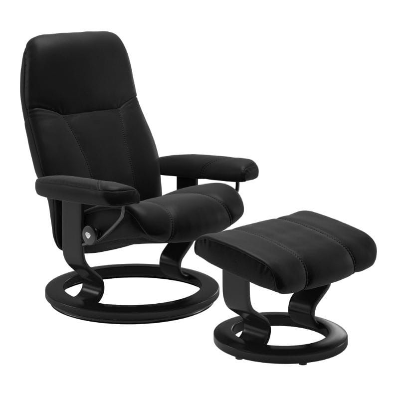 Wie neu! Stressless store Sessel mit Hocker Gr.M Schwarz Leder 'Consul'