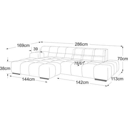 designwerk Ecksofa Temple mit Sitztiefenverstellung