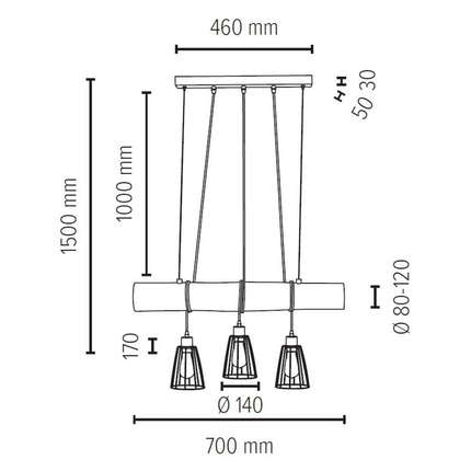 Spot Light Pendelleuchte Trabo Short 3x E27