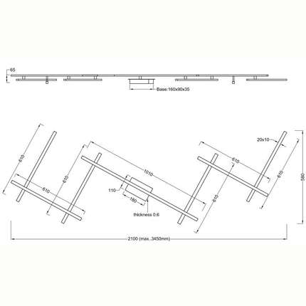 Trio LED-Deckenleuchte Indira Breite max 345 cm