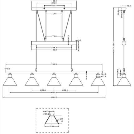 Trio JoJo-Deckenlampe Stamina 5xE14