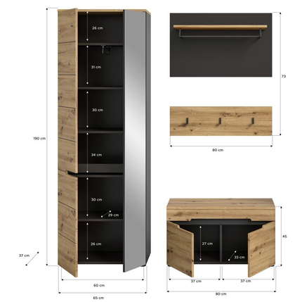 xonox.home Garderoben-Set Canu 3-teilig