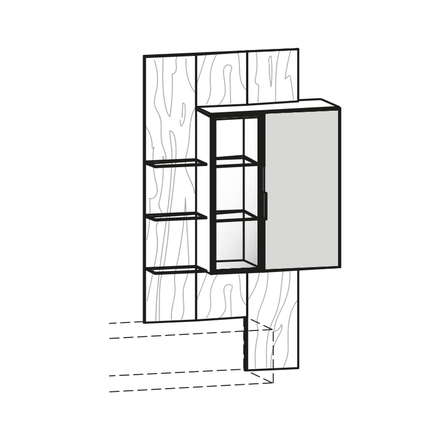 Voglauer Anbauvitrine 112 Valpin mit Wandpaneel AWPV
