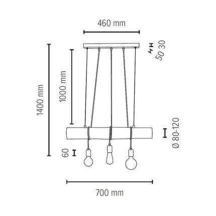 Spot Light Pendelleuchte Trabo Short 3xE27